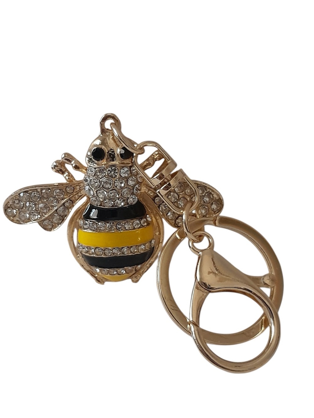 Rhinestone Crystal Bumble Bee Bag Charm Purse Keychain - Picture 2 of 5
